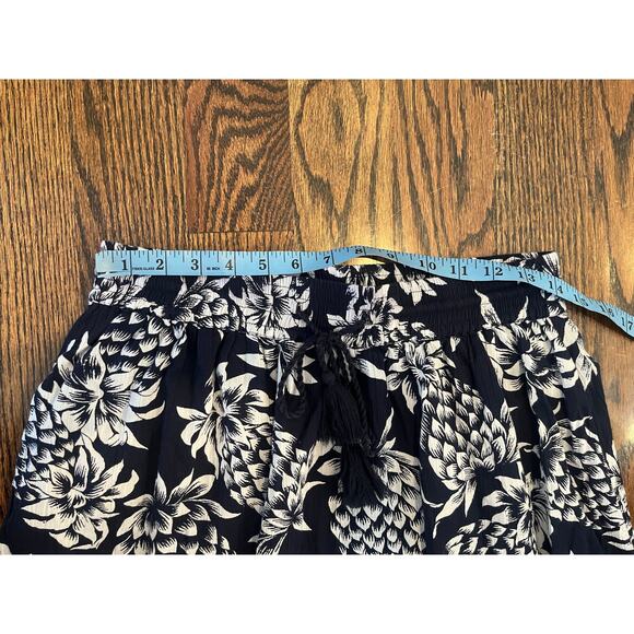 J.Crew smocked-trim maxi skirt Sz. S pineapple print navy white 100% cotton - Picture 4 of 8